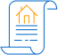 Document Icon Icon showing a rolling piece of paper with a house drawn on it